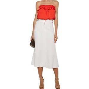 Milly - April Strapless Ruffled Silk-Blend Top